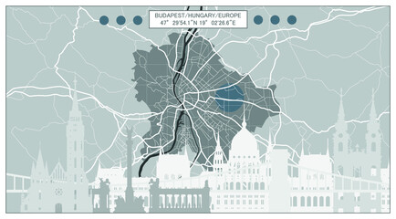 Obraz premium Budapest tourist city map, Hungary