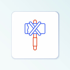 Line Medieval axe icon isolated on white background. Battle axe, executioner axe. Medieval weapon. Colorful outline concept. Vector