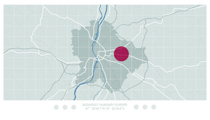 Obraz premium Budapest map in modern Vector Setting.