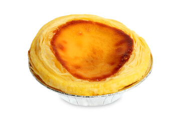 fresh baked egg tarts or custard tarts isolated on white background