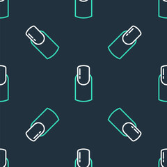 Line Nail manicure icon isolated seamless pattern on black background. Vector