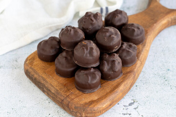 Hazelnut chocolate. Special hazelnut chocolate on a white background. close up