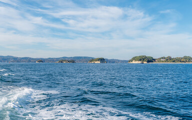 日本三景松島 松島湾と航跡波