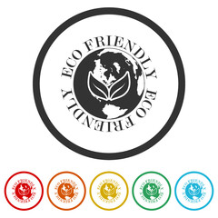 Eco friendly natural sign icons in color circle buttons