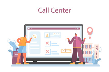 Tour agent online service or platform. Vacation organization agency