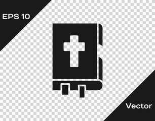 Black Holy bible book icon isolated on transparent background. Vector Illustration