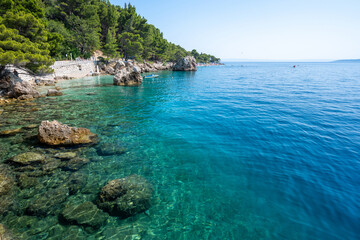 amazing coast of adriatic sea in Brela on Makarska riviera in Dalmatia in Croatia
