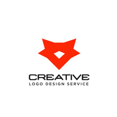 Obraz premium Flat Geometric Fox logo design or Fox Head logo