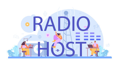 Radio host typographic header. Idea of music broadcasting in the studio