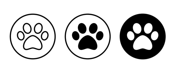 paw print icon, Cat pawprint. Animal tracks logo. Animal footprint icons button, vector, sign, symbol, logo, illustration, editable stroke, flat design style isolated on white linear pictogram - obrazy, fototapety, plakaty
