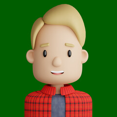 3D cartoon avatar of smiling young  man