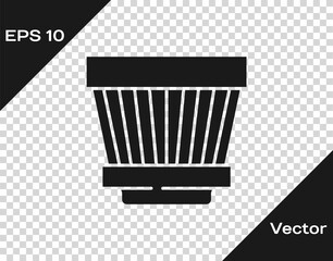 Black Car air filter icon isolated on transparent background. Automobile repair service symbol. Vector