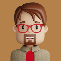 3D cartoon avatar of smiling bearded man - 514136393