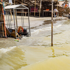 Ganga as seen in Garh Mukteshwar, Uttar Pradesh, India, River Ganga is believed to be the holiest river for Hindus, A view of Garh Ganga Brij ghat which is very famous religious place for Hindus