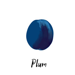 Illustration of a blue plum isolated on a white background