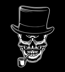 Skull mafia gangster badge design vintage vector logo illustration