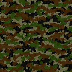 Fototapeta premium Camouflage pattern background. Classic clothing style masking camo repeat print