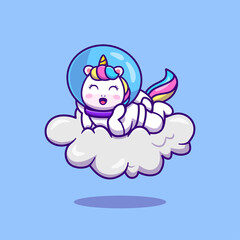 Obraz na płótnie Canvas Cute Astronaut Unicorn Laying On Cloud Cartoon Vector Icon Illustration. Animal Science Icon Concept Isolated Premium Vector. Flat Cartoon Style