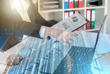 Business people meeting; multiple exposure