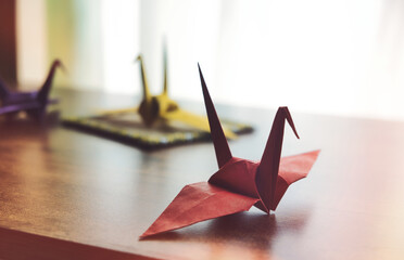 paper origami bird cranes 
