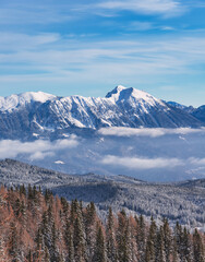 Winter landscape in the mountains