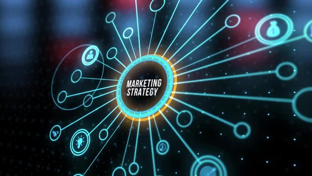 Internet, business, Technology and network concept. Digital Marketing content planning advertising strategy concept. Virtual button.