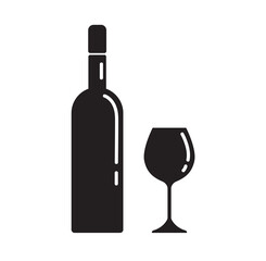 wine bottle and glass vector illustration