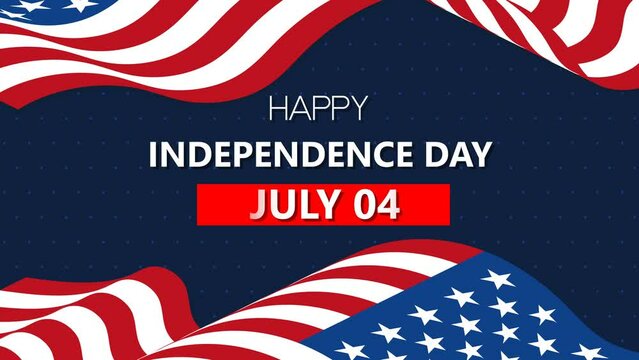 Happy July 4th Independence day celebration, USA  Flag of United States waving  background  paper explosion animation 4k.