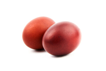 Red Easter eggs isolated on white