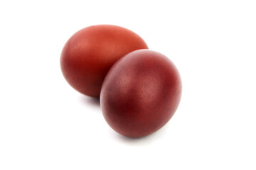Red Easter eggs isolated on white
