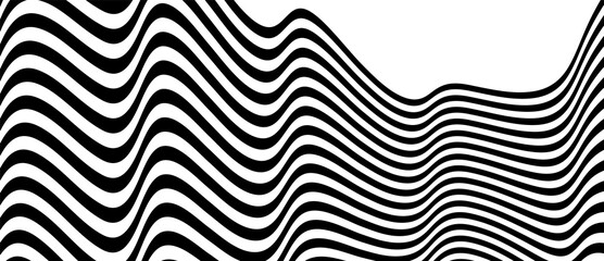 Black and white curve lines pattern. Abstract vector background