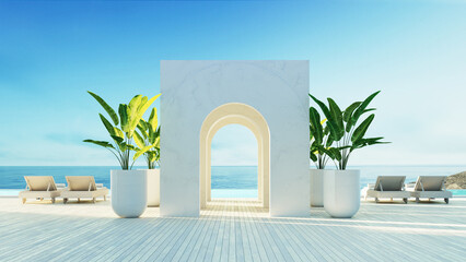 
Luxury beach sea view hotel and resort - santorini style - 3Drendering
- 514139542