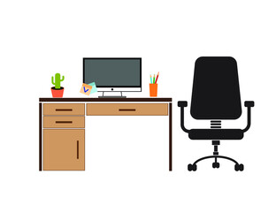 Office workplace with table