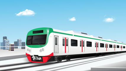 Fototapeta na wymiar Bangladesh High speed Metro rail, 3D illustration, Transportation. 