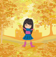 Obraz na płótnie Canvas fun in the park in autumn day