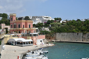 Panoramic view of the small beach of Tricase in the Puglia, region of Italy.	