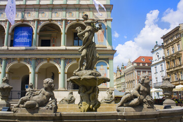 Prozerpina Fountain on the Main Square in Poznan, Poland