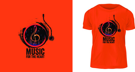 t-shirt design, Music for the heart