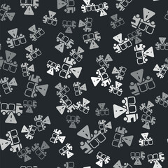 Grey Stop delivery cargo truck vehicle icon isolated seamless pattern on black background. Vector