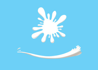 White splash and spilled milk or yogurt.