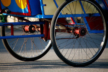 Fototapeta na wymiar Close up of wheel cart street vendor