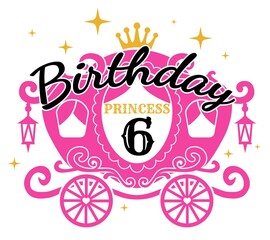 Birthday Princess, 6th birthday vector, Sixth Birthday illustation, Crown