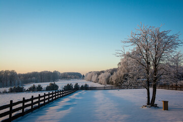 Peaceful winter in the countryside ranch