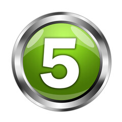 An illustration of a luxurious 3D green circular button.