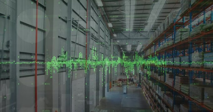 Animation of data processing over empty warehouse