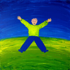 Ukrainian man happy to be alive - art painting