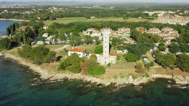 A lighthouse in Savudrija on the coast of Istra, Croatia