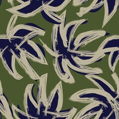 Tropical Leaf Brush Strokes Seamless Pattern Design -