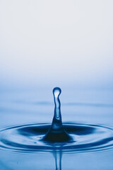 Drops of water and splashes. Blue splash water drop, round water drop, water drop in glass, drop,...