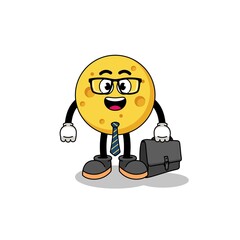 round cheese mascot as a businessman